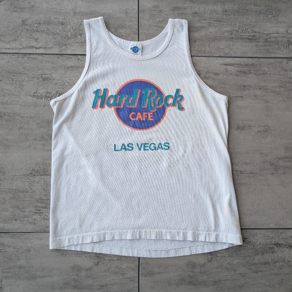 Vintage Hard Rock Cafe Las Vegas White Single Stitch Tank Top Medium